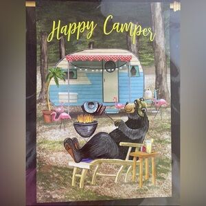 Happy Camper Bear Summer House Flag 28" x 40" Briarwood Lane Fade Resistant